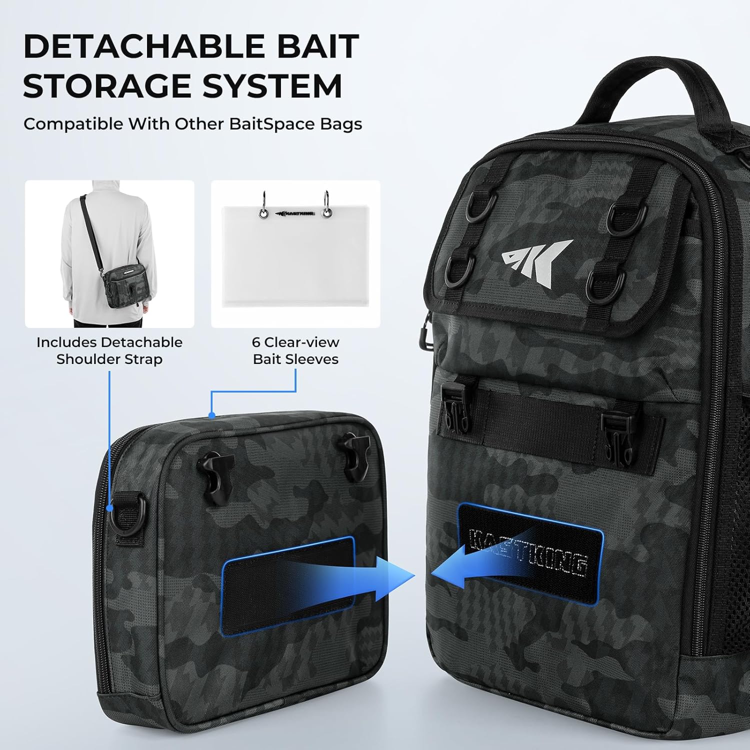 KastKing BaitSpace Fishing Sling Bag, Fishing Backpack with Rod & Beverage Holder, Tackle Bag for Fishing Gear - Image 4