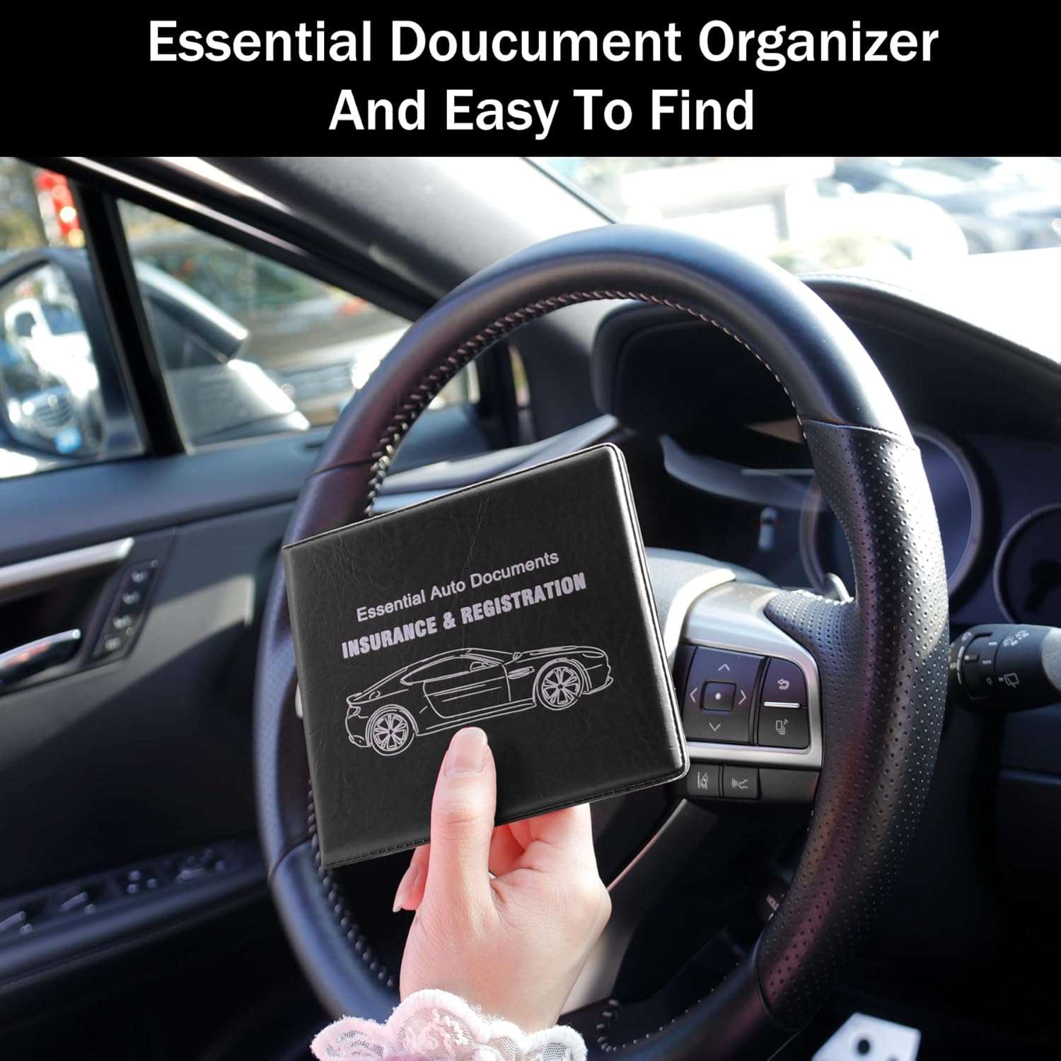 UYYE Car Registration and Insurance Card Holder, Vehicle Glove Box Car Organizer, Interior Car Accessories for Documents, Cards, License - 2 Pack - Image 5