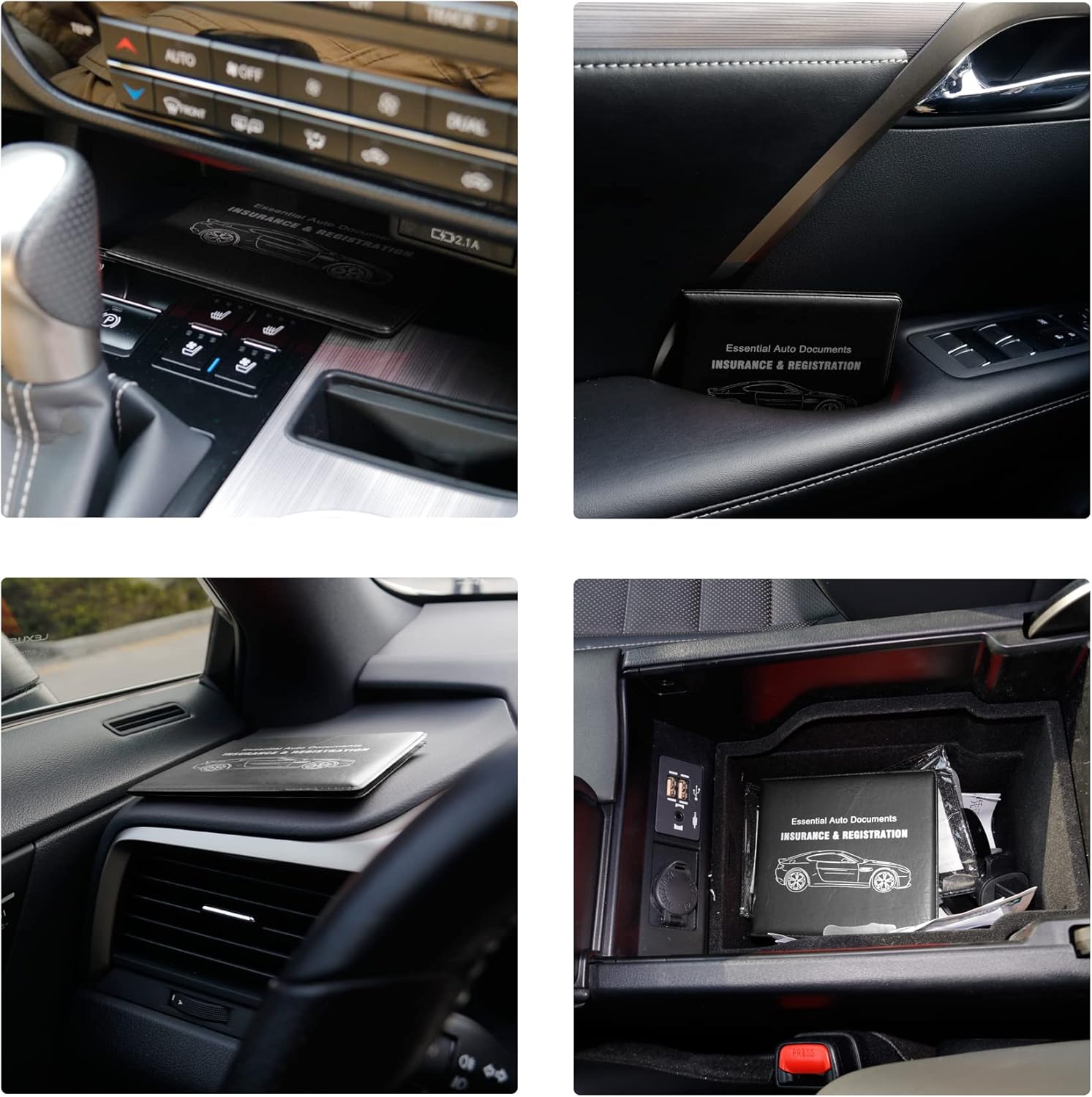 UYYE Car Registration and Insurance Card Holder, Vehicle Glove Box Car Organizer, Interior Car Accessories for Documents, Cards, License - 2 Pack - Image 6